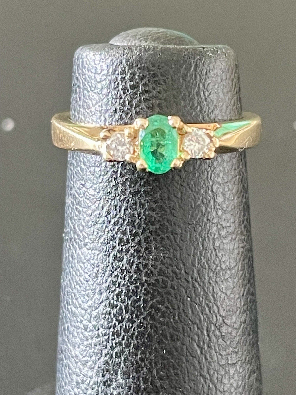 14KT Yellow Gold Emerald & Diamond Ring. Size 4.25(S67)