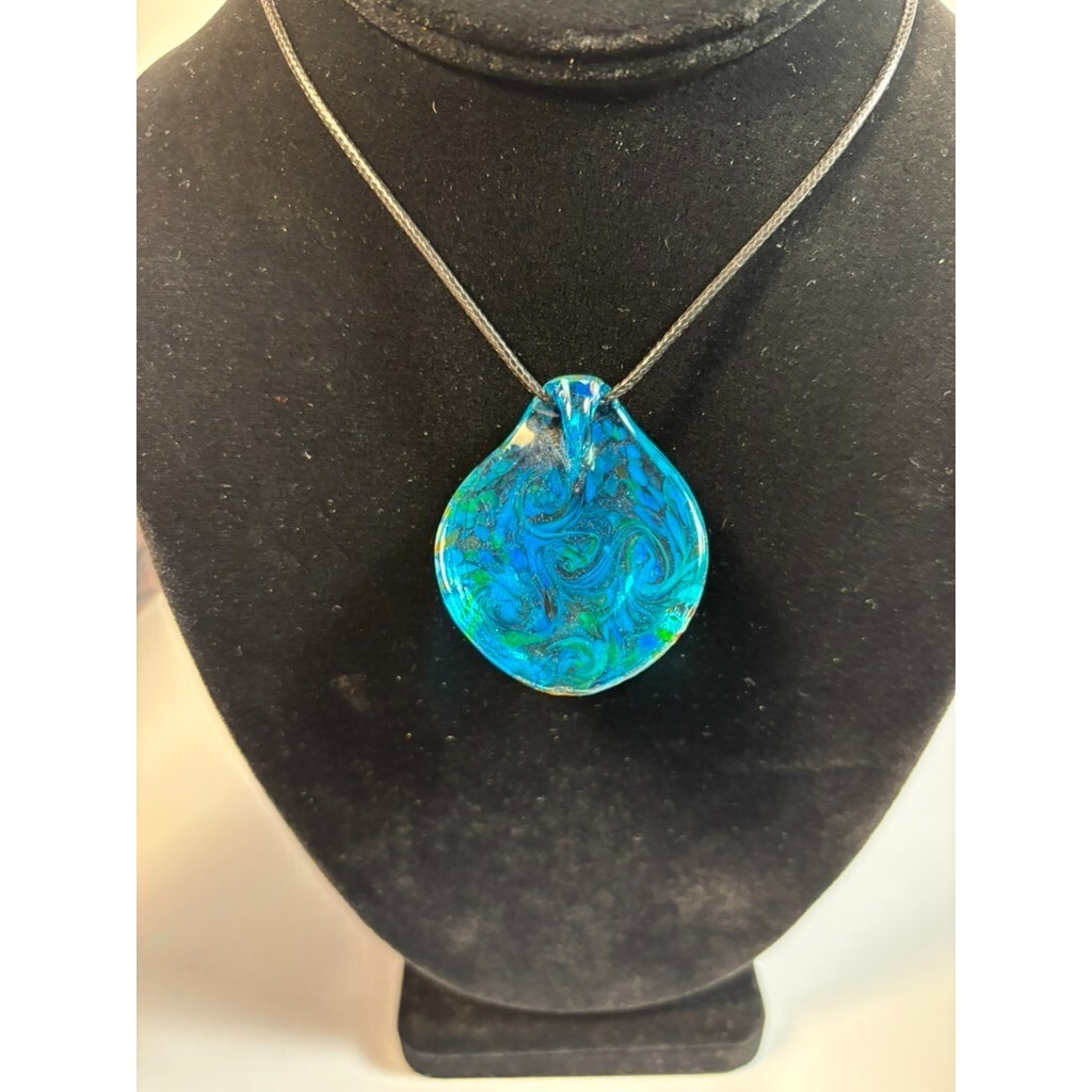 Vintage Necklace Art Glass Boho Pendant 2000s Cord Retro Accessory Y2K Look
