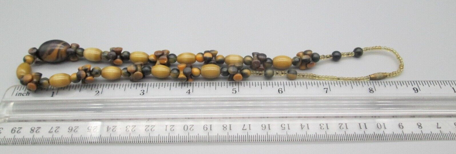 Tortoise Shell Print Acrylic Bead Artisan Made 17″ Necklace Vintage Estate 70’s