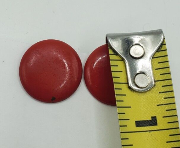Vintage Red Metal Round Clip On Earrings