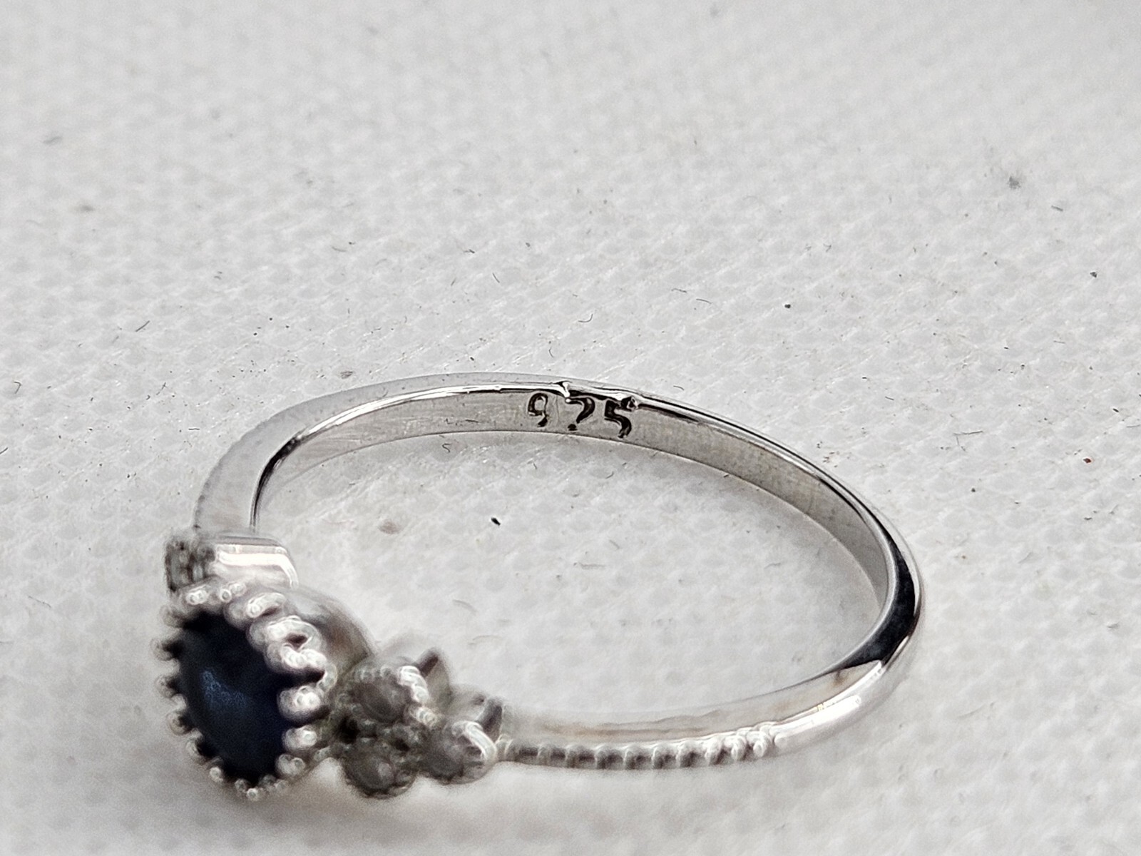 Estate Sterling Purple Enamel Rhinestone Ring And Sterling Blue Rhinestone Ring