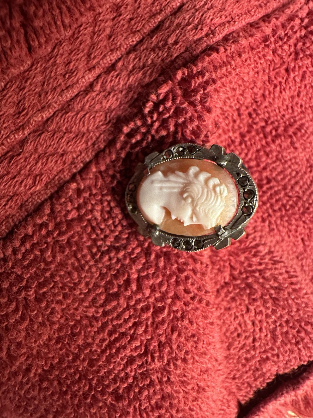 Vintage/Antique Genuine Shell Cameo Necklace, Brac, Sterling Silver. Victorian.