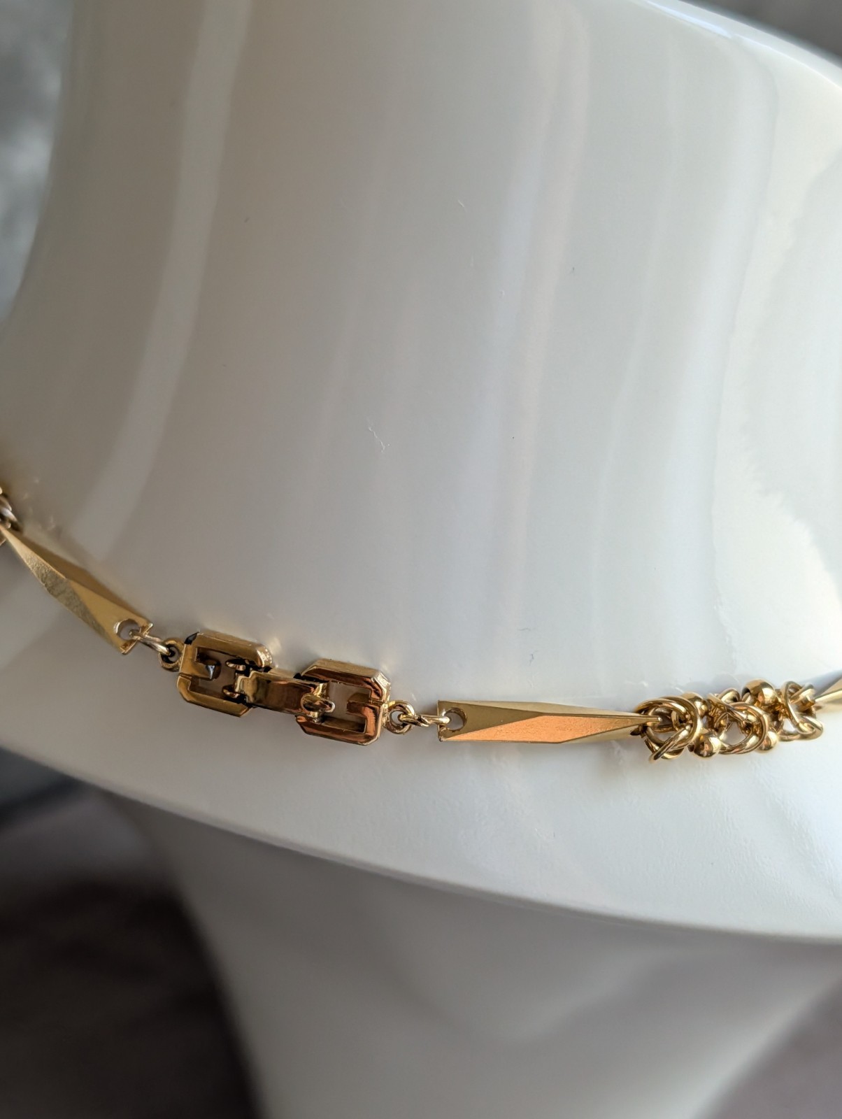 Vintage Givenchy Byzantine Link Bar Station Necklace Gold-Tone 17″