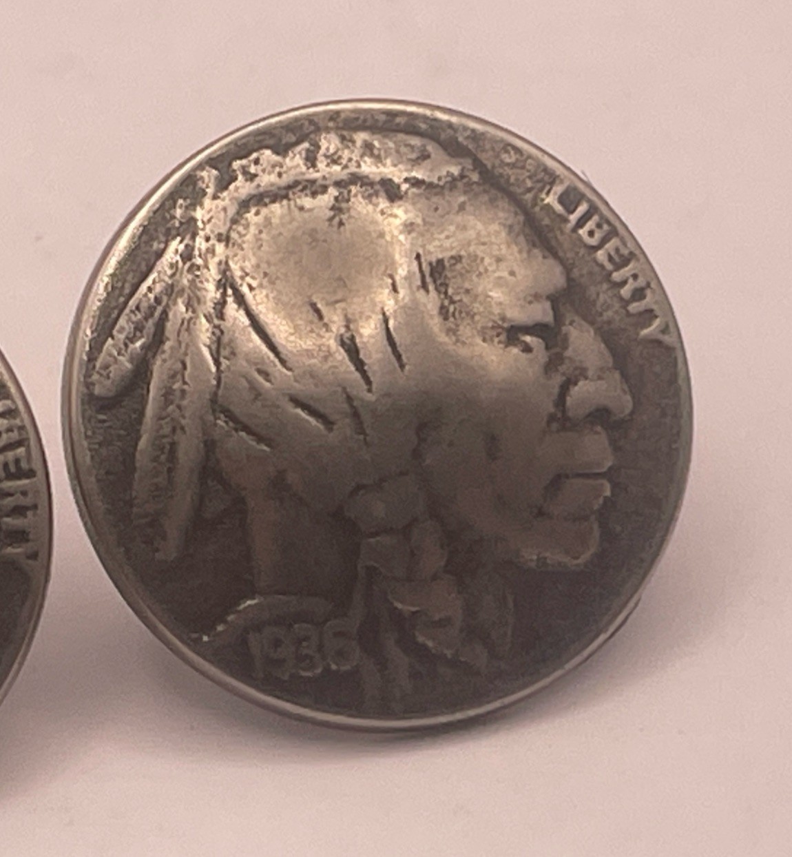 Vtg 1936 Indian Head/Buffalo Nickel Pierced Earrings Coins