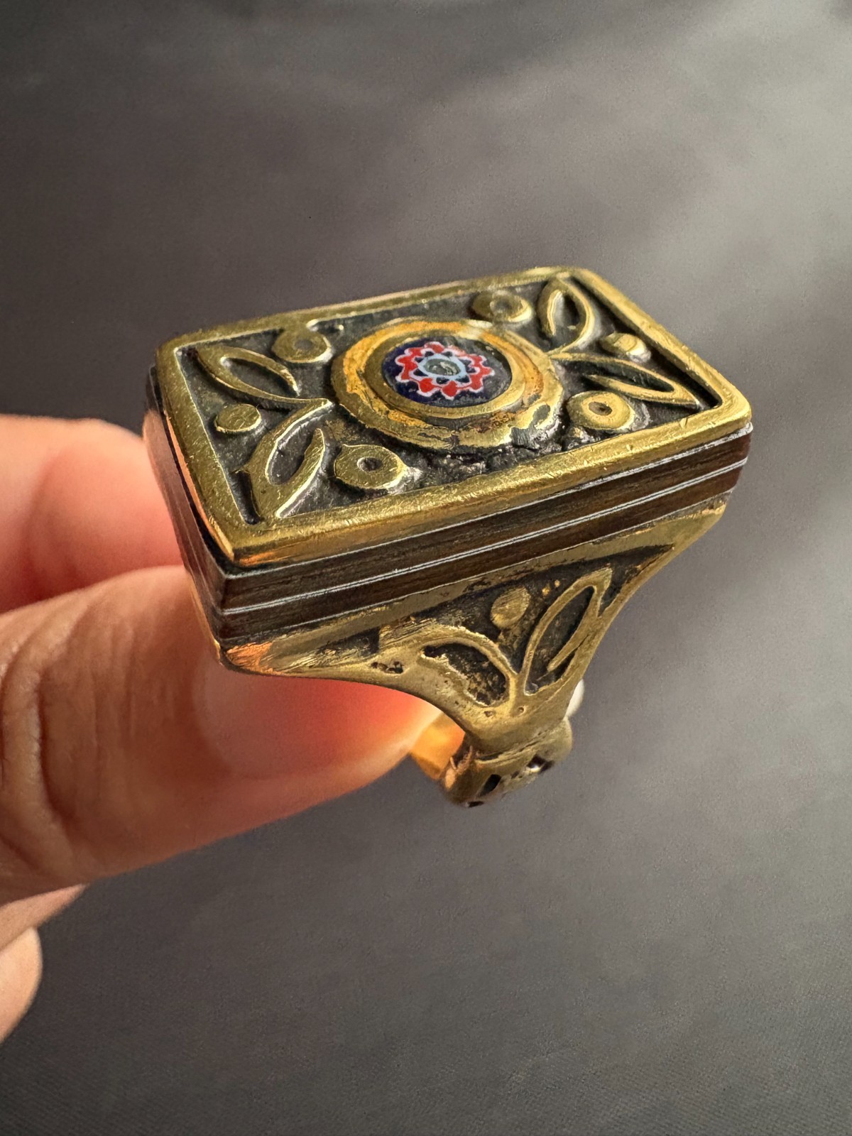 Moroccan Tuareg Brass Ring Large Berber Sahara Handmade Ring Size 9.5 US