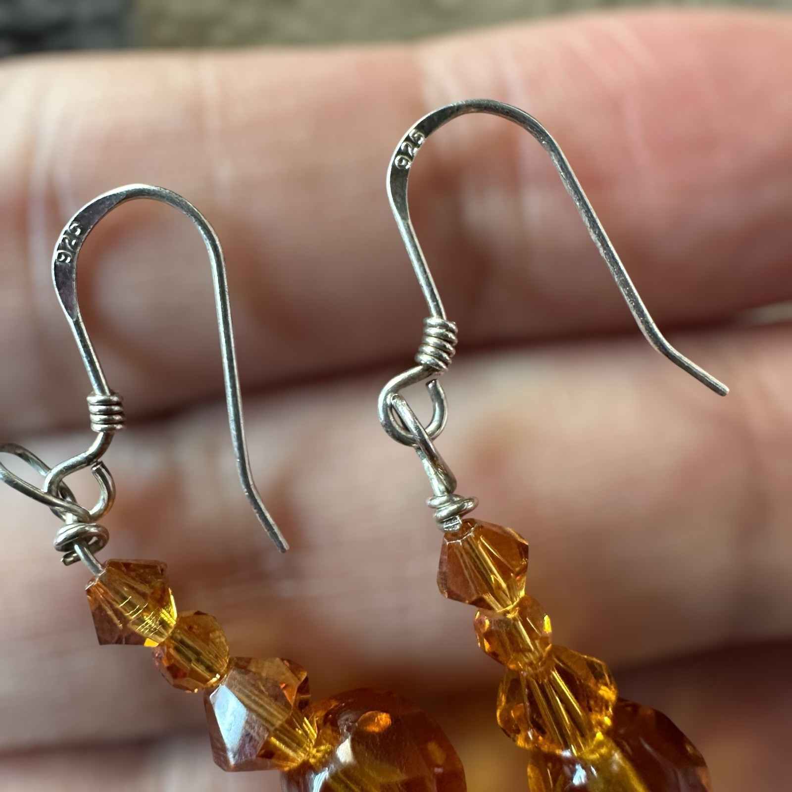 VTG 2 Pairs Dangle Drop Earrings Crystal Shell Acrylic Beads 925 Sterling Silver