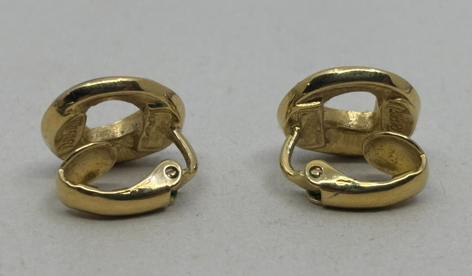 2 Pairs Vintage 1955-1980s TRIFARI Clip On Earrings Gold Tone