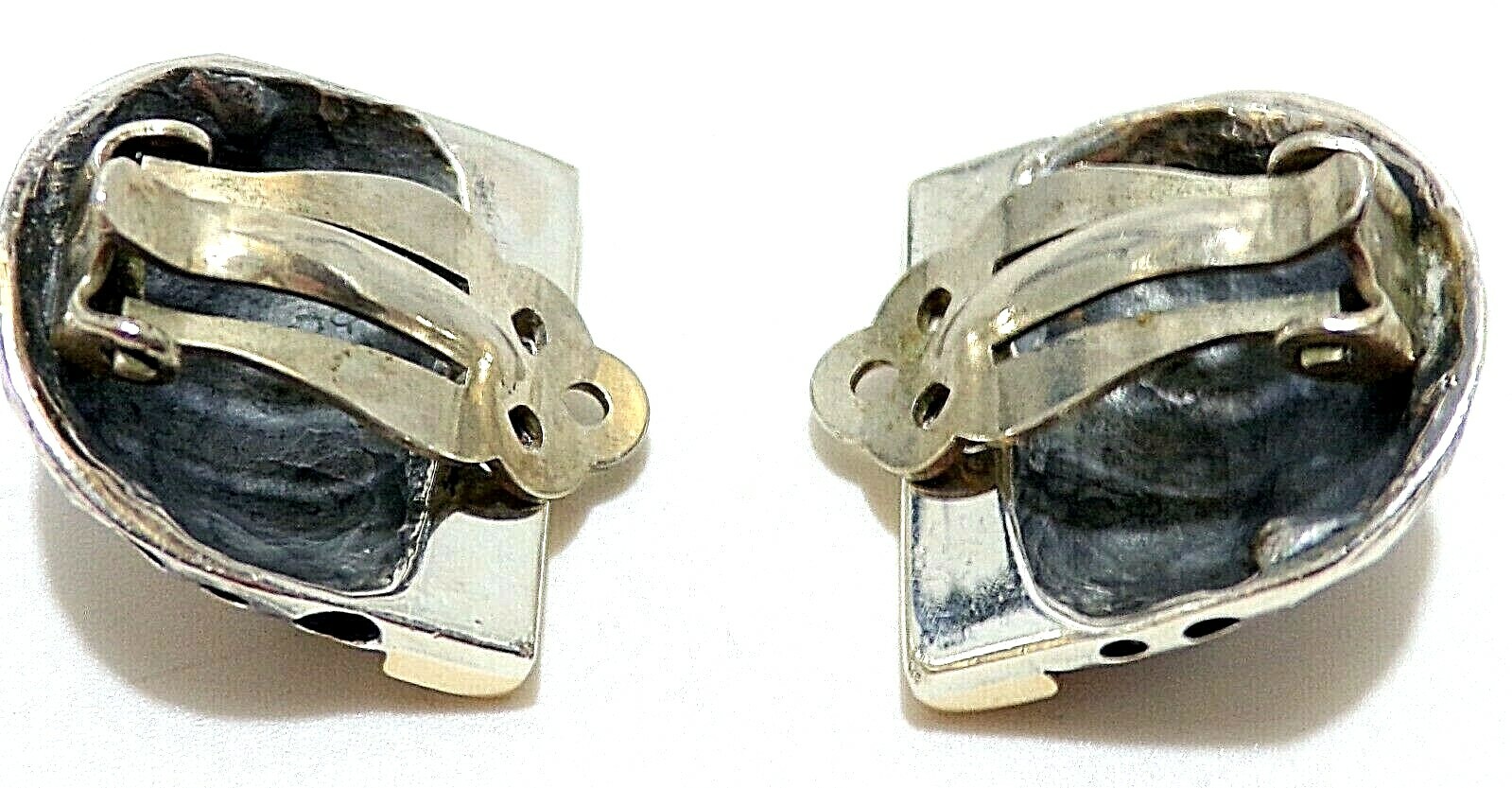 AMAZING DIAN MALOUF Signed 14K YELLOW GOLD & Sterling Silver CLIP ON EARRINGS