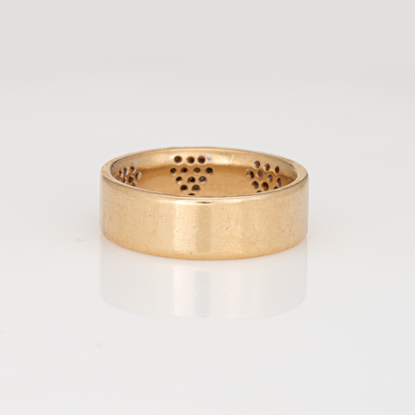 Diamond Cutout Band Sz 8.75 Ring Vintage 14k Yellow Gold Estate Fine Jewelry