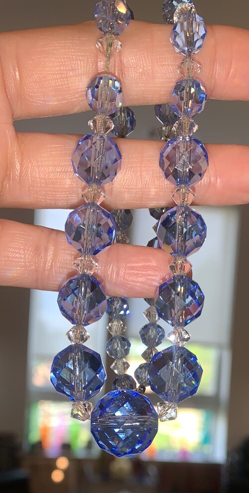 Gorgeous 1930’s German Sterling Graduated Glass Art Deco Crystal Necklace🔥Sign