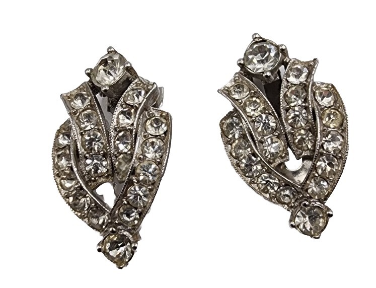 Vintage Art Deco Rhinestone Geometric Luxurious Sparkle Silver Tone Clear Vogue