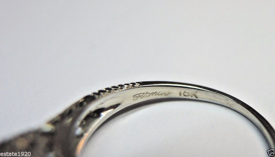 Antique Art Deco Diamond Engagement 17K White Gold Ring Size EGL USA