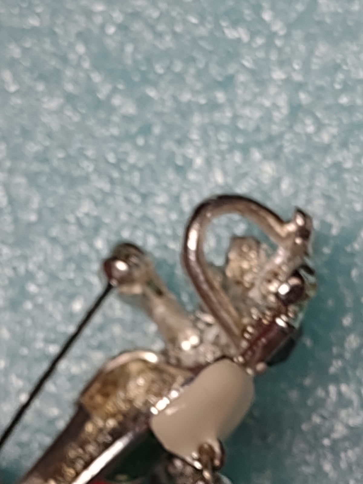 Bejeweled Christmas Stocking Brooch Pin Dangles Enamel Pendant Too