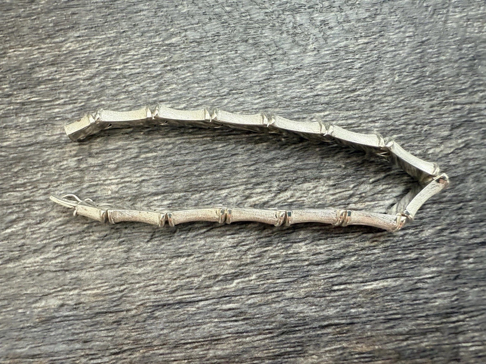 Vintage Signed Sterling Silver 925 Italy Bamboo Link Chunky Chain Bracelet 11g