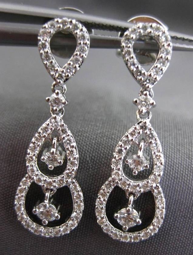 ESTATE .77CT DIAMOND 18KT WHITE GOLD FLOATING CHANDELIER EARRINGS F/G VVS VS