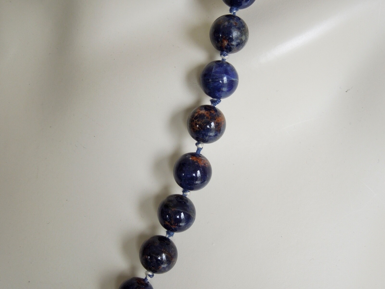 Massive Sodalite Jasper Ball Chain Individual Knotted 3.3oz/25 13/16in / Ø 0 1/