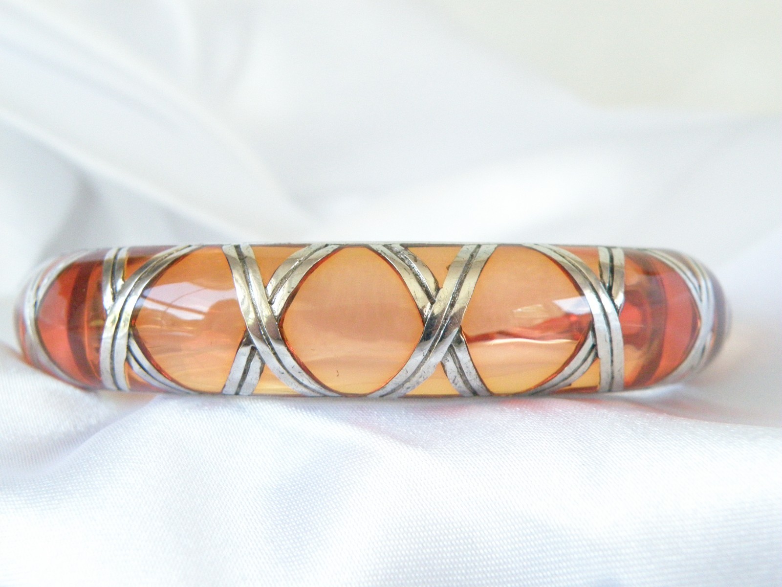 Angelique de Paris Sterling Silver Bamboo Thick Hinged Bracelet 7.5″