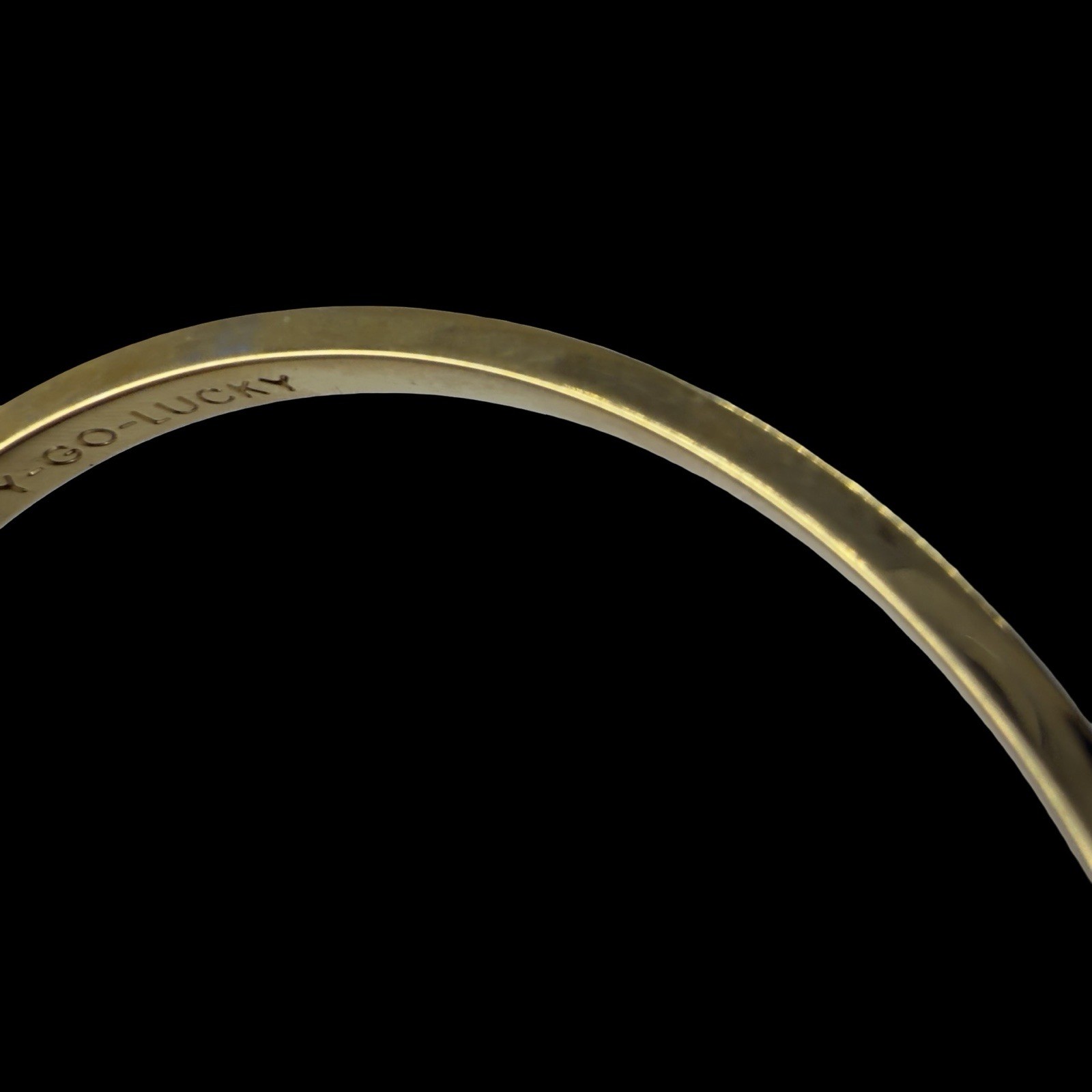 Vintage KATE SPADE Lime Green Enamel BANGLE Bracelet HAPPY-GO-LUCKY Gold Plated