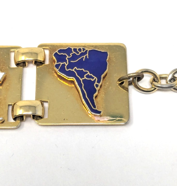 Vintage 60s United Nations Geoscheme Continental Regions Bracelet Bates & Klinke