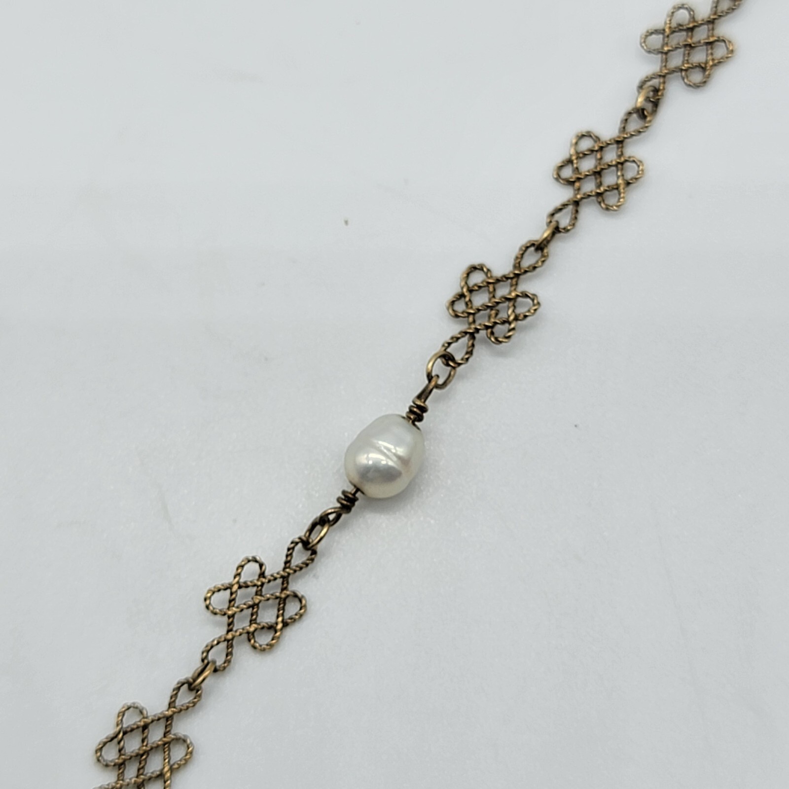 Vintage Baroque Pearls Filigree Necklace Gold Over Sterling Silver 18″
