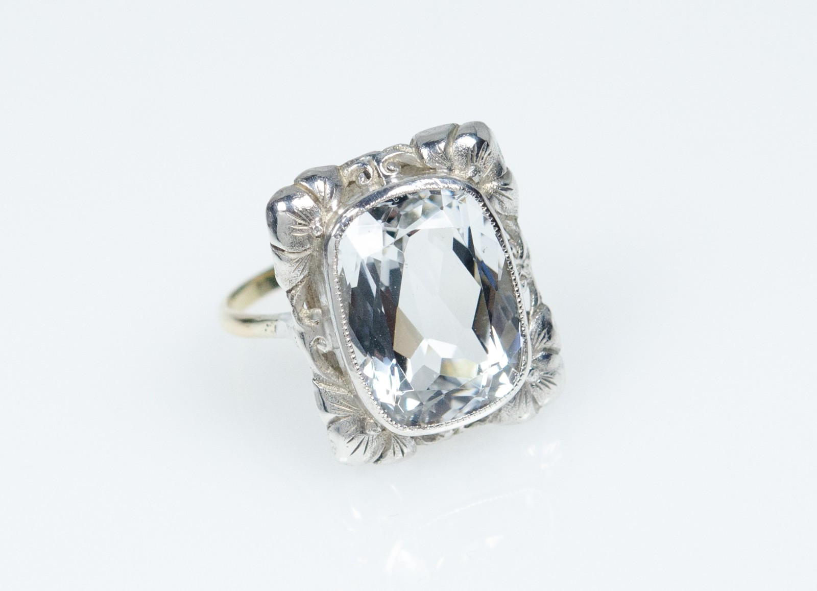 585 Gold/Silver Antique Ring Natural 8.50 ct Aquamarine Handmade 14K