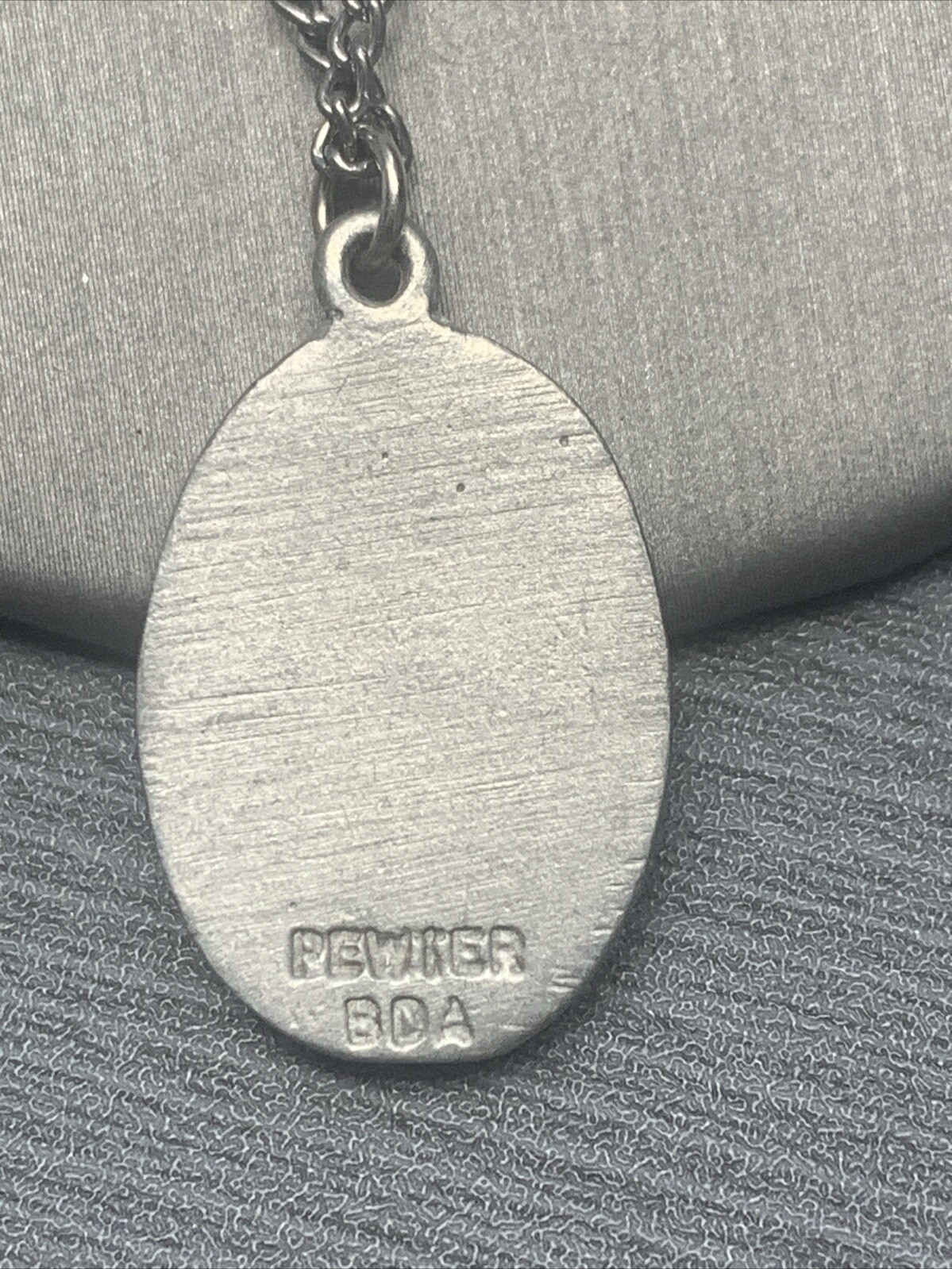 Vintage Pewter BDA First Cameo Hand Engraved Pendant Necklace 18”