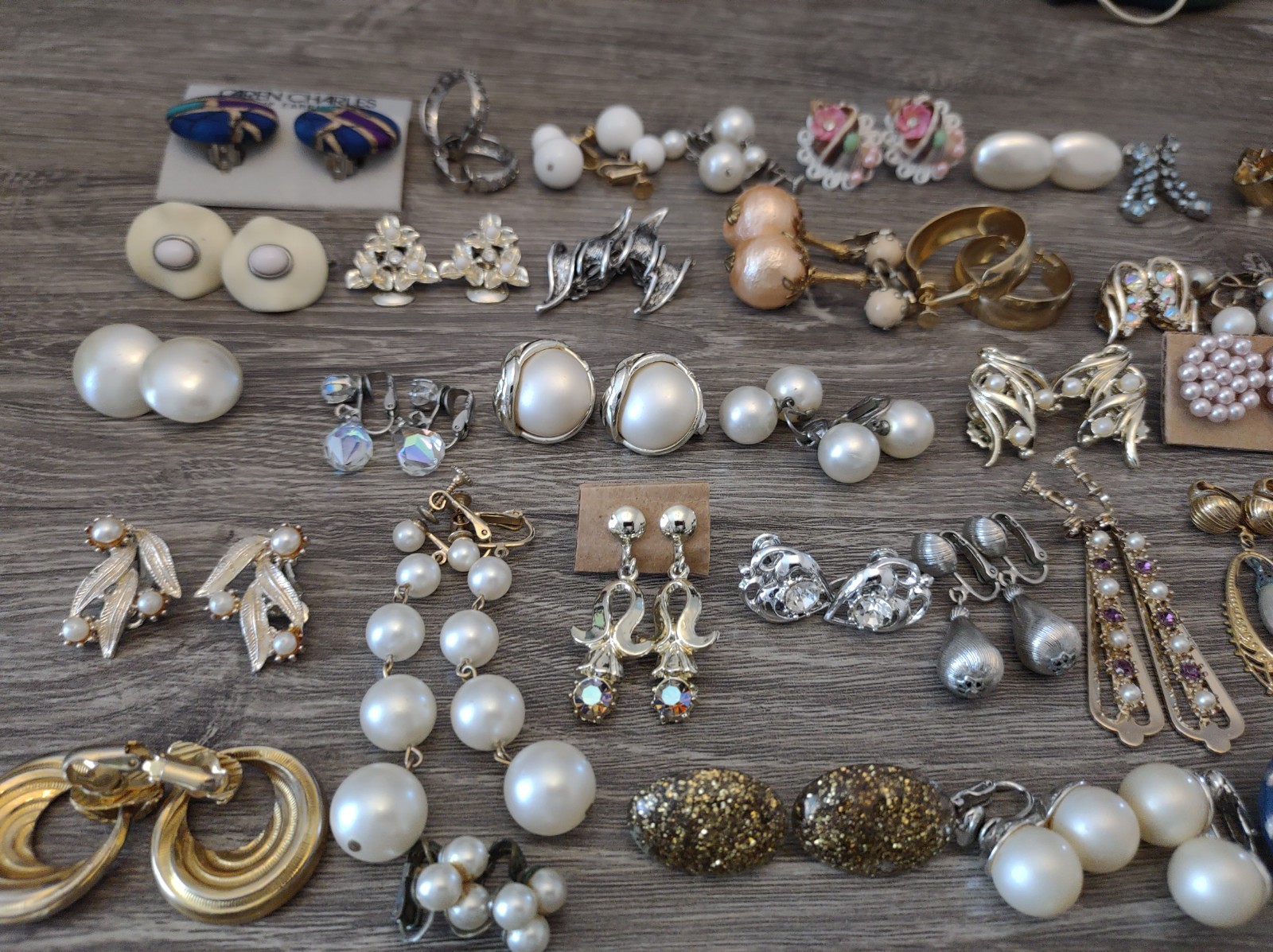 Estate Mixed Lot Costume Jewelry Earrings 77pr Clip On Screwback