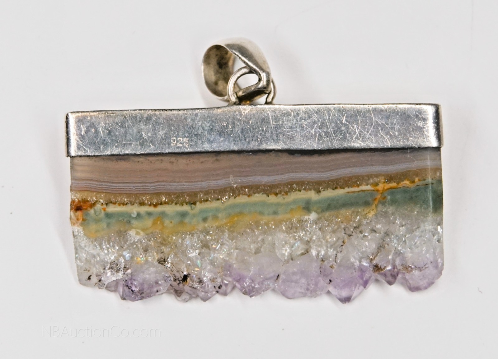 Amethyst Geode Slice Sterling 925 Jewelry Pendant