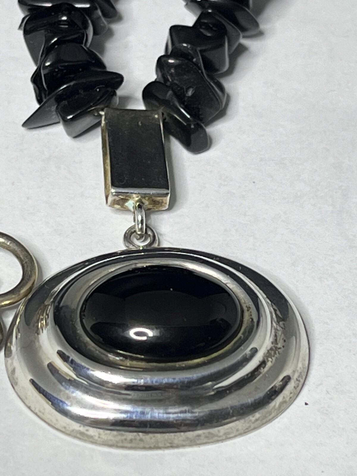 vintage Sterling genuine Iolite rough polished necklace pendant.