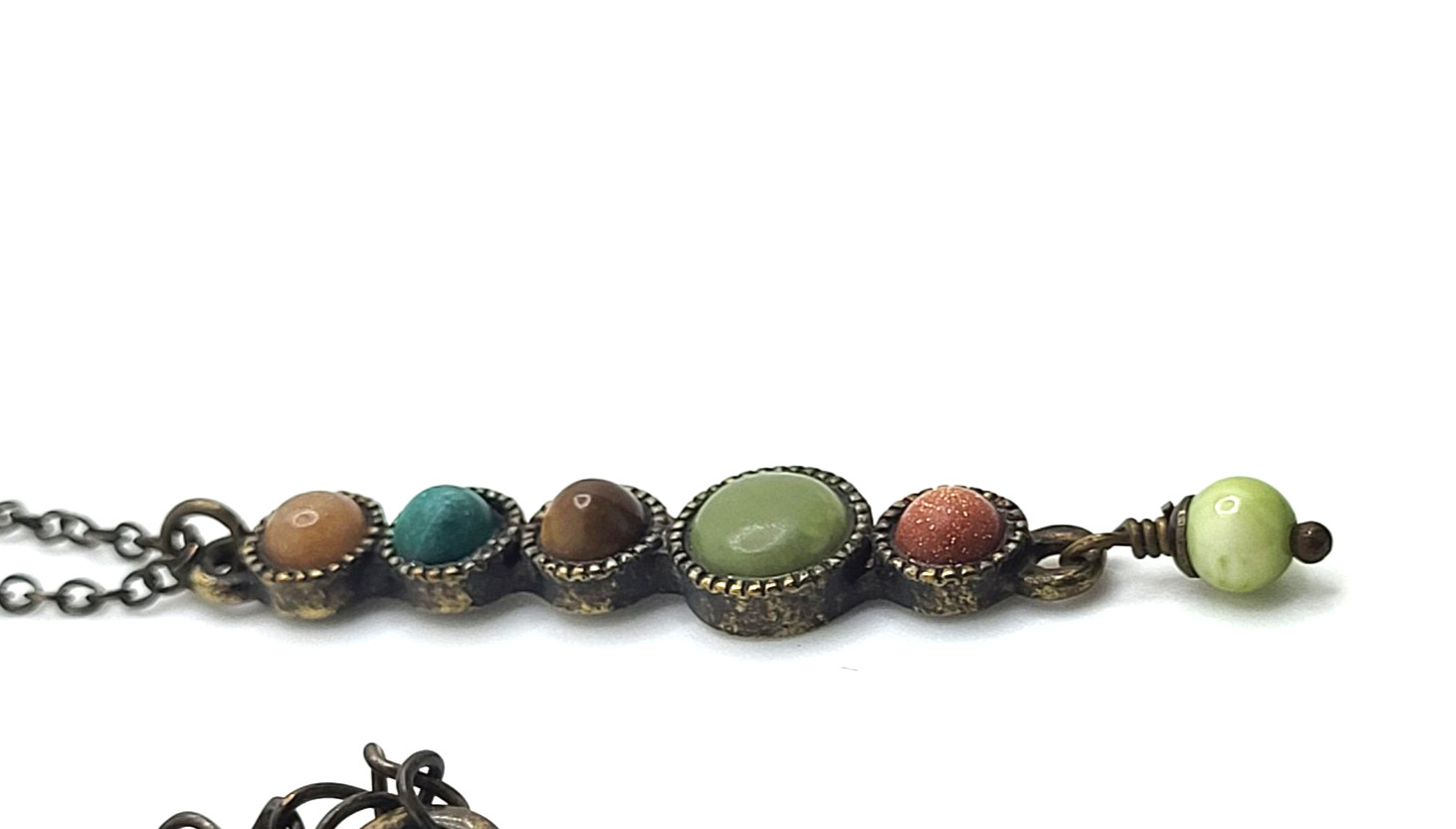 Vintage Lia Sophia “Wisp” Multi Stone Drop Pendant Necklace 16″