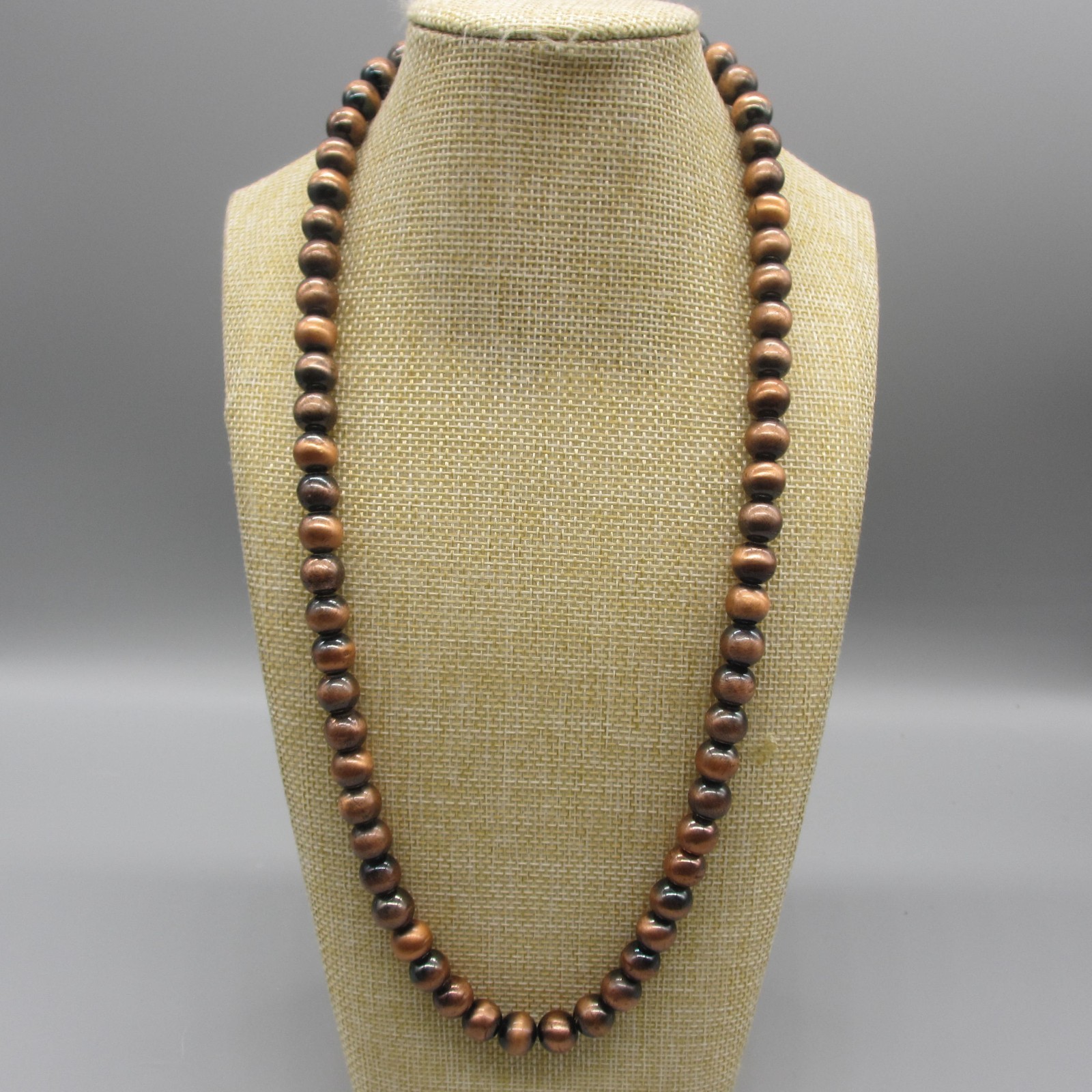 Vintage Beaded Necklace Copper Tone Ombre Metallic Look 23 Inch