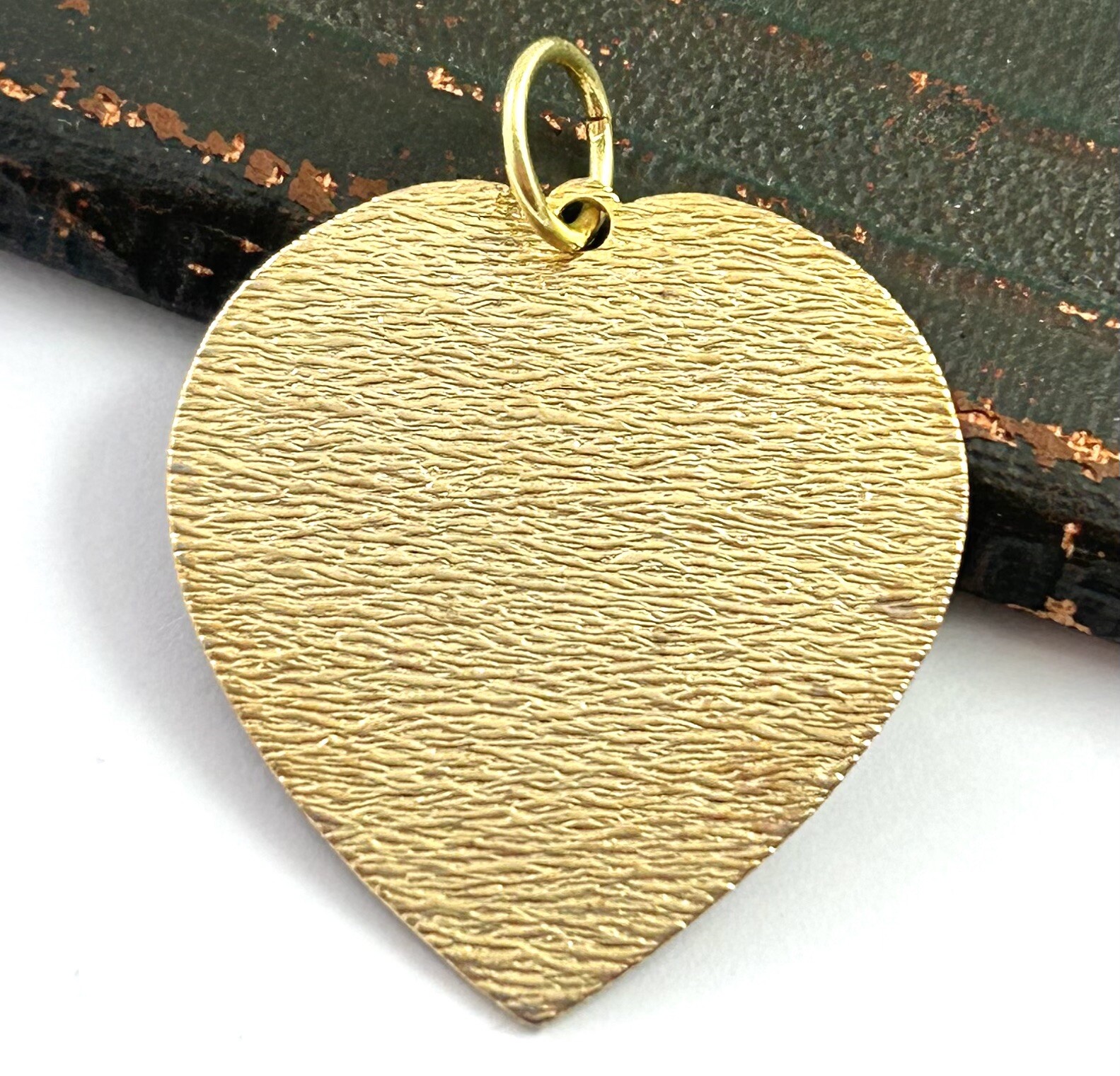 Vintage Heart Necklace Pendant Brushed Gold Tone Metal Love Gift Vintage Jewelry
