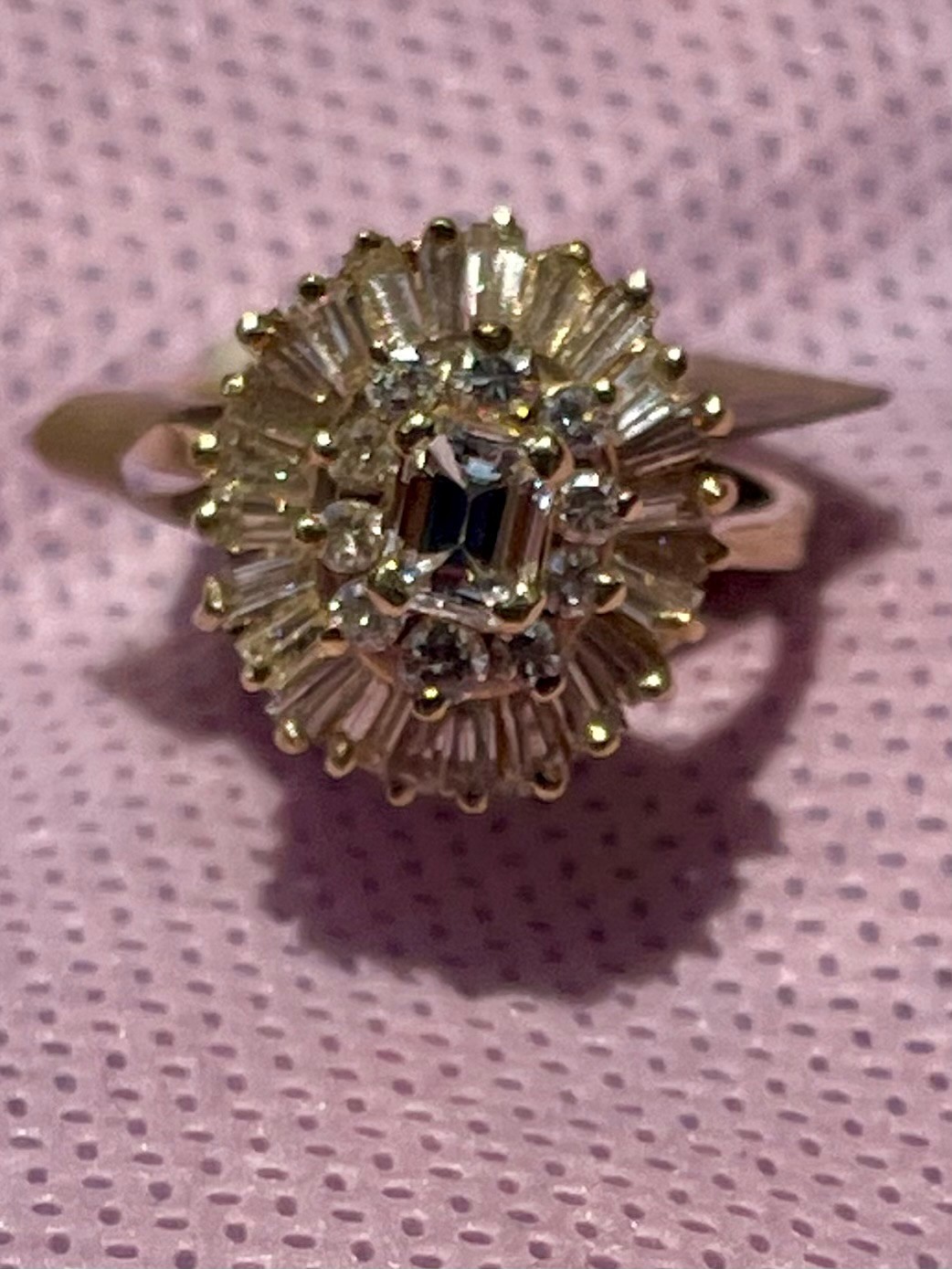 Vintage 14kt Gold Ballerina Cocktail Ring set with 1.53tcw Fine Diamonds, Size 5