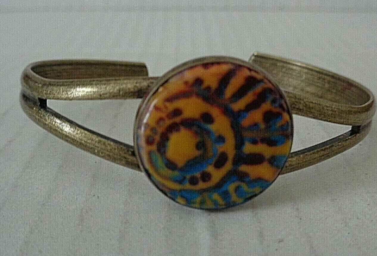 Copper/brass enameled cuff bracelets (3)