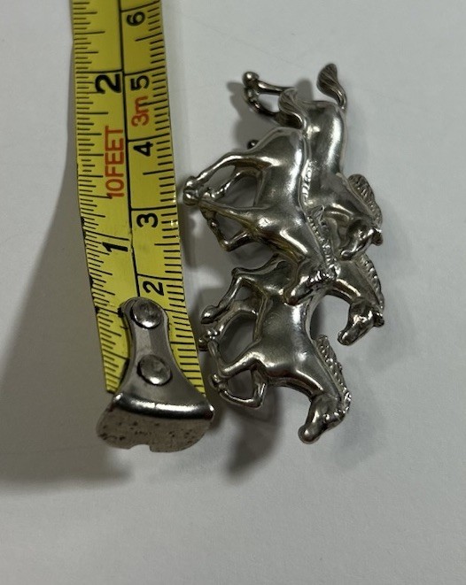Vintage Silver Running Horses Southwestern Style Pin Brooch Equestrian Jewelry