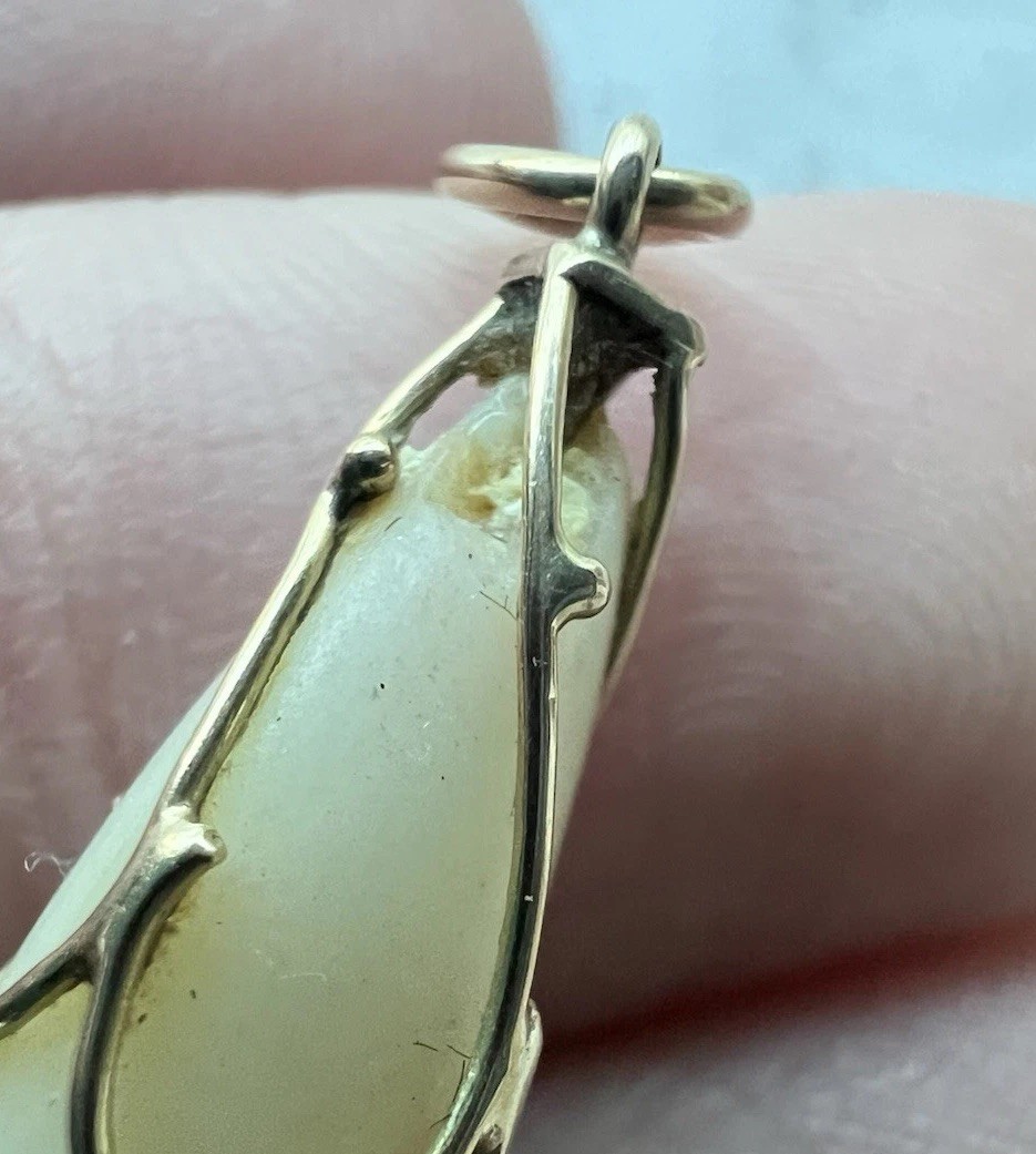 Vintage Design Carved White Coral Or Material Pendant 14k Bale For Scrap Or Wear
