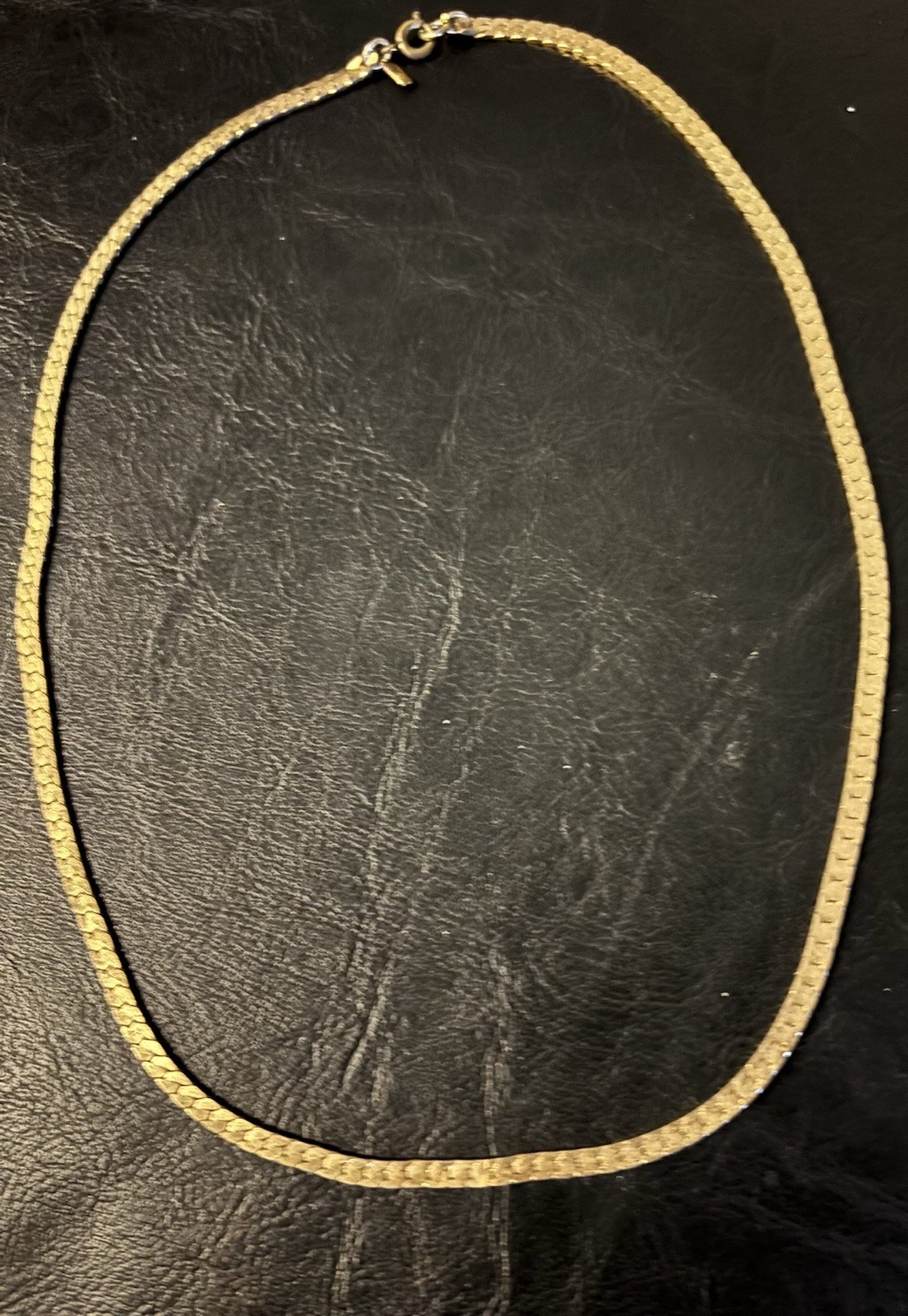 Vintage Monet Gold Tone Flat Link Articulated Chain Choker Necklace 16.5″