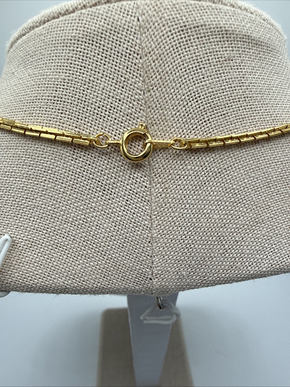 Shiny Gold Tone Bar Link Chain Spring Ring Clasp Necklace 18”
