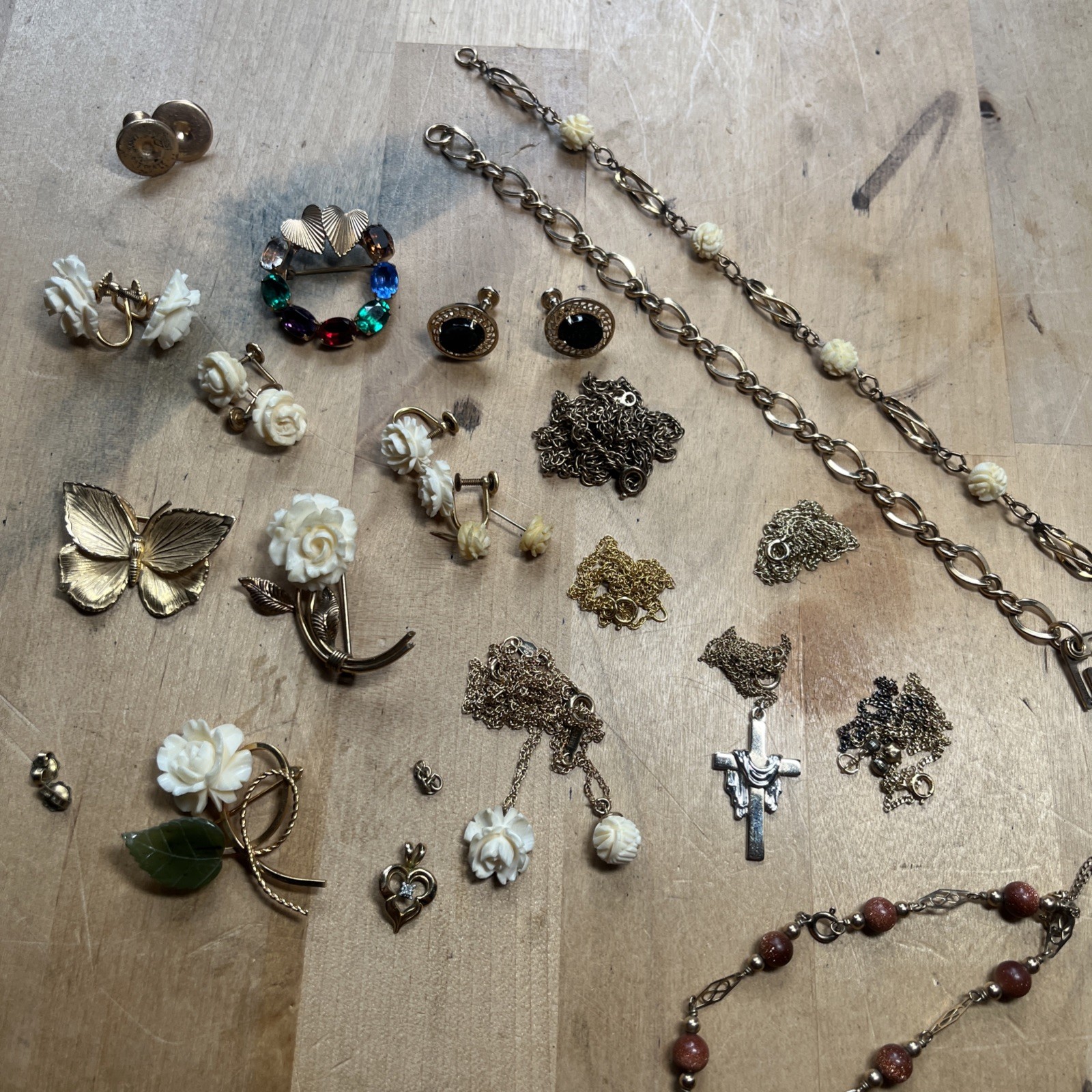 Mixed Lot of 1/20 12K Gold Filled & Other Gold GF — Pins, Bracelets Lot – J1