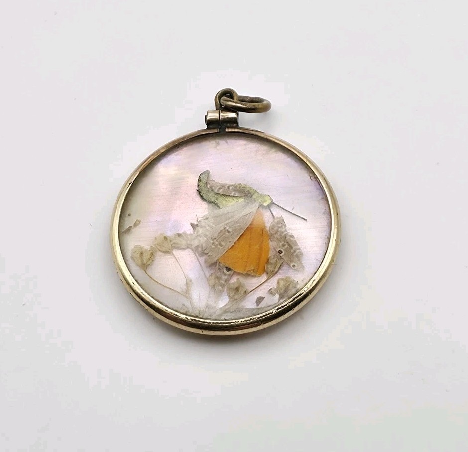 Vintage Victorian Gold Filled Butterfly Wings Double Sided Pendant Charm