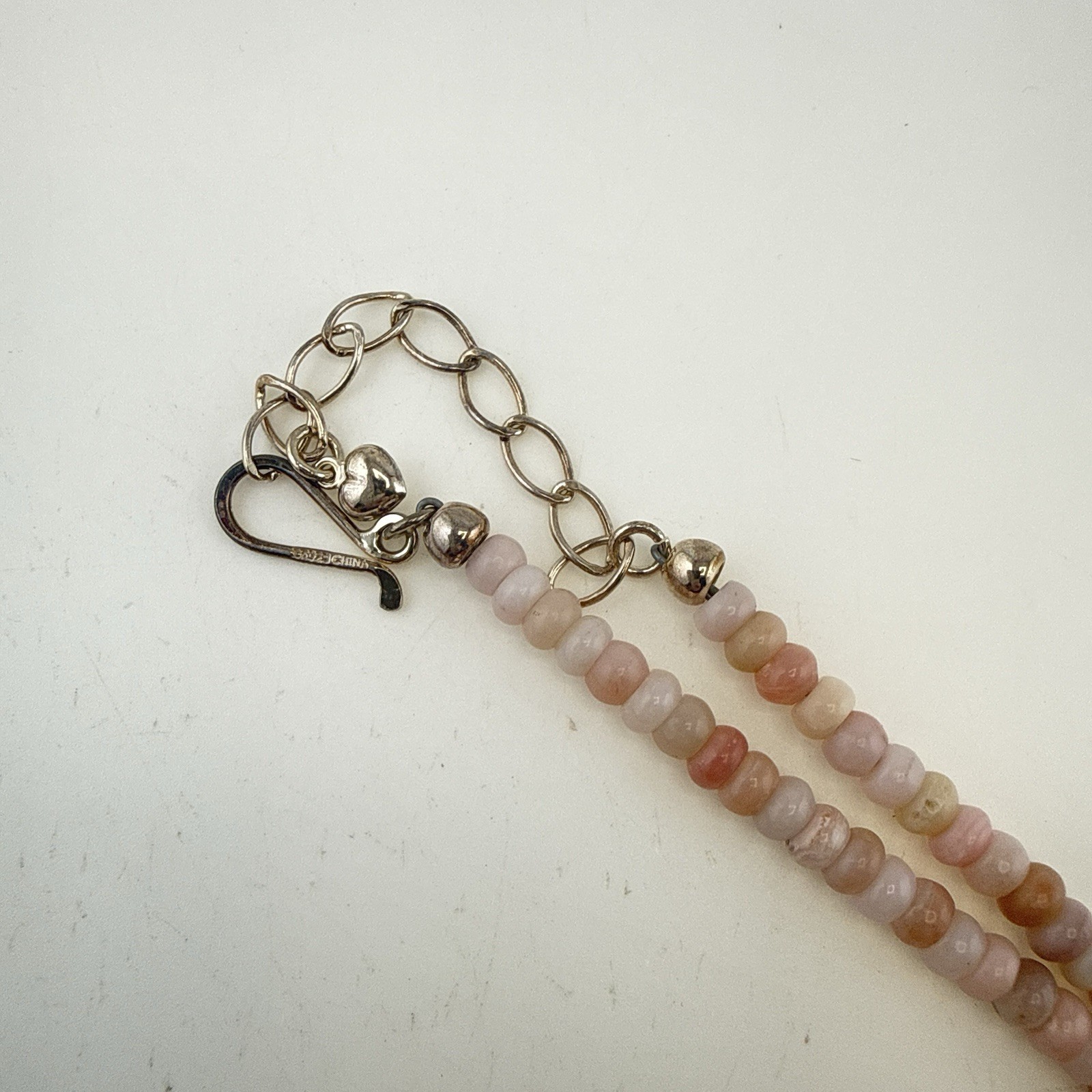 Jay King Necklace Pink Opal Graduated Disc Coin Sterling Silver Beaded 925