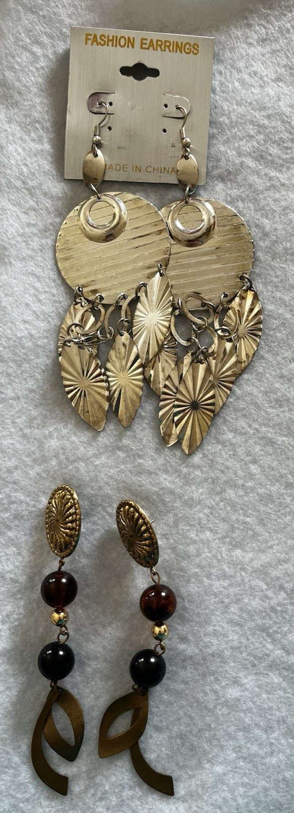 Lot of 10 pair of silver and gold tone dangle pierced earrings