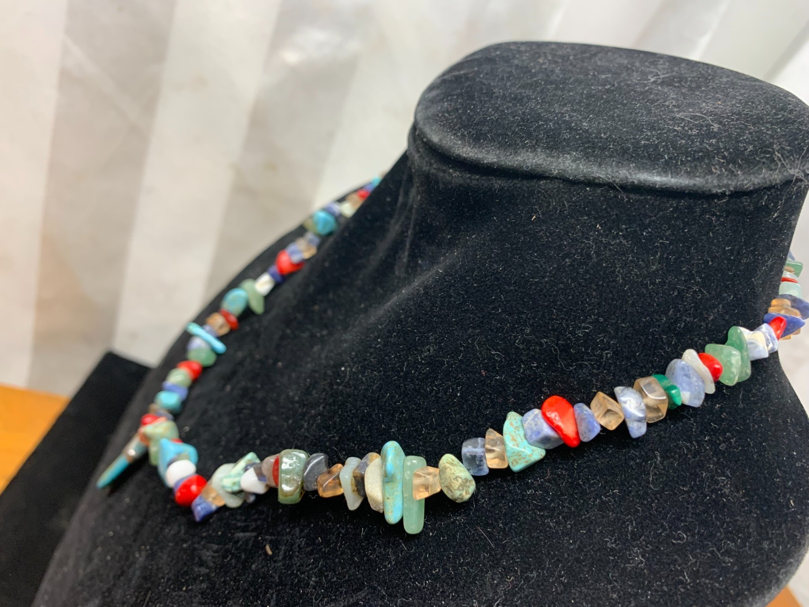 Turquoise & Coral Bead Multi Stone Nuggets Southwestern Style Necklace