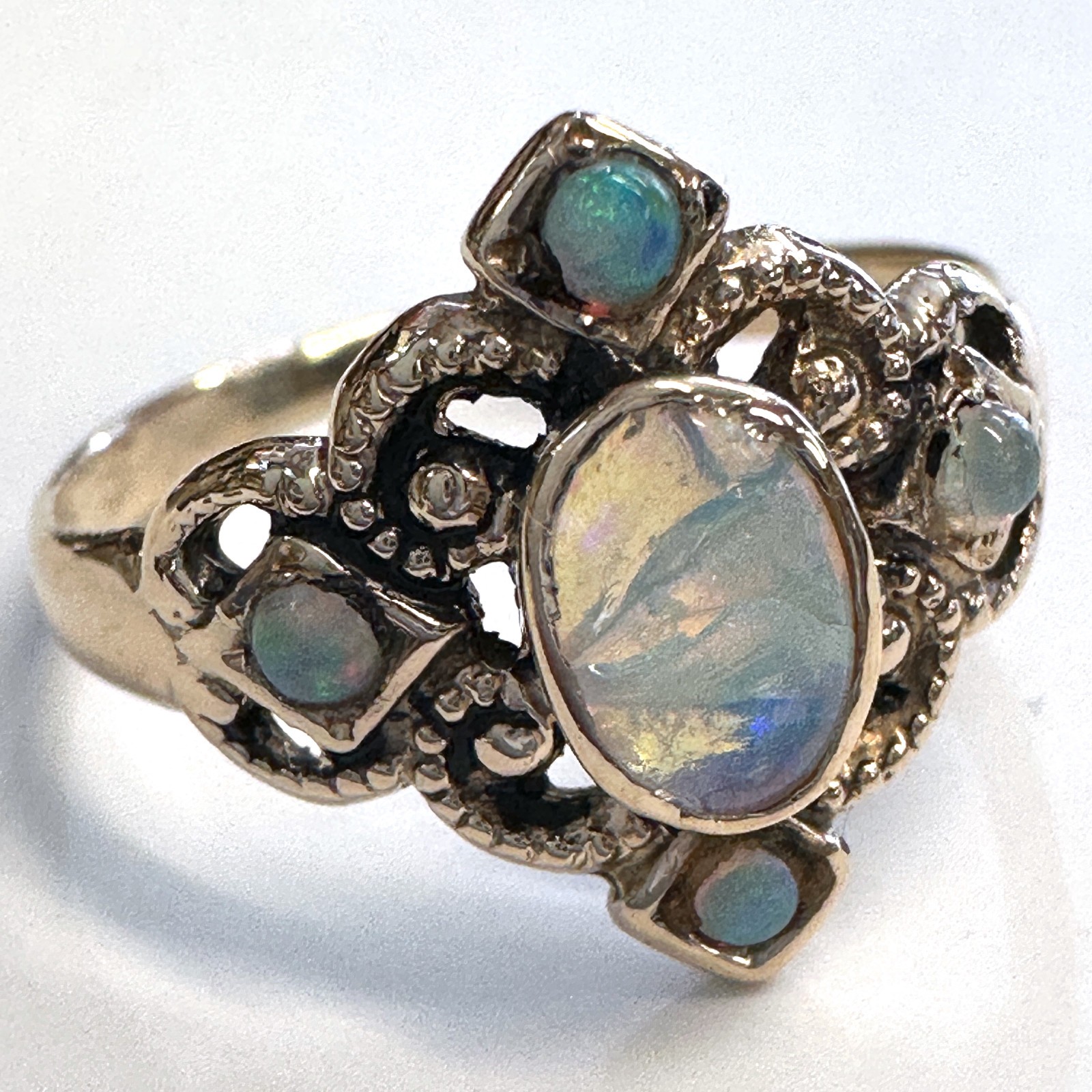 Petite & Very Old Opal Ring in 14K Gold, Size 5 & Just 1.6 Grams