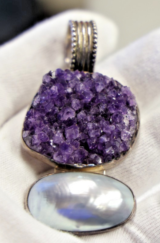 Vintage Sterling Geode Pedant by Rebecca Collins Dallas, TX 55.07 Grams