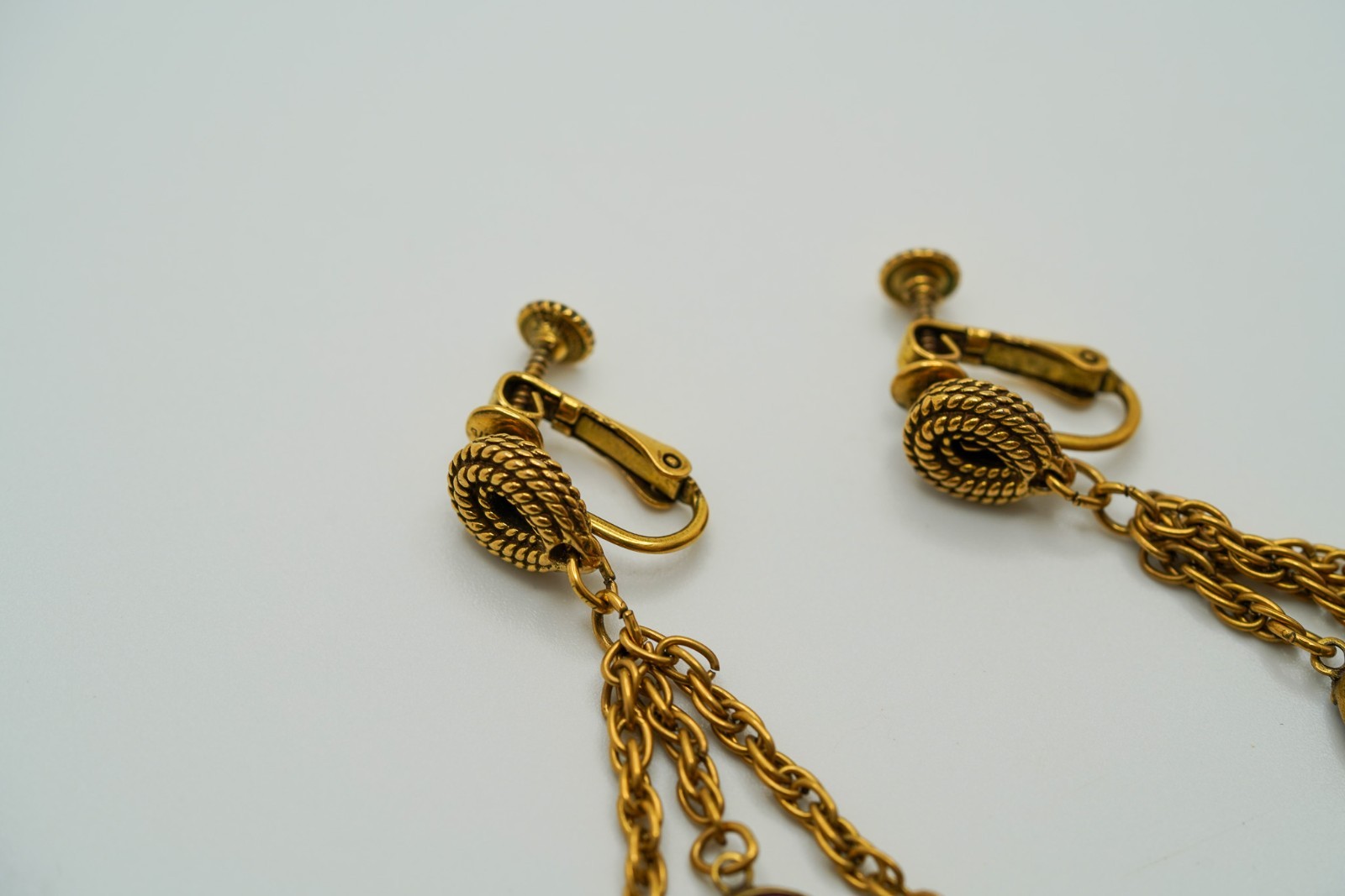 Antique Gold Purple Crystal Dangle Earrings 5.7cm JB1