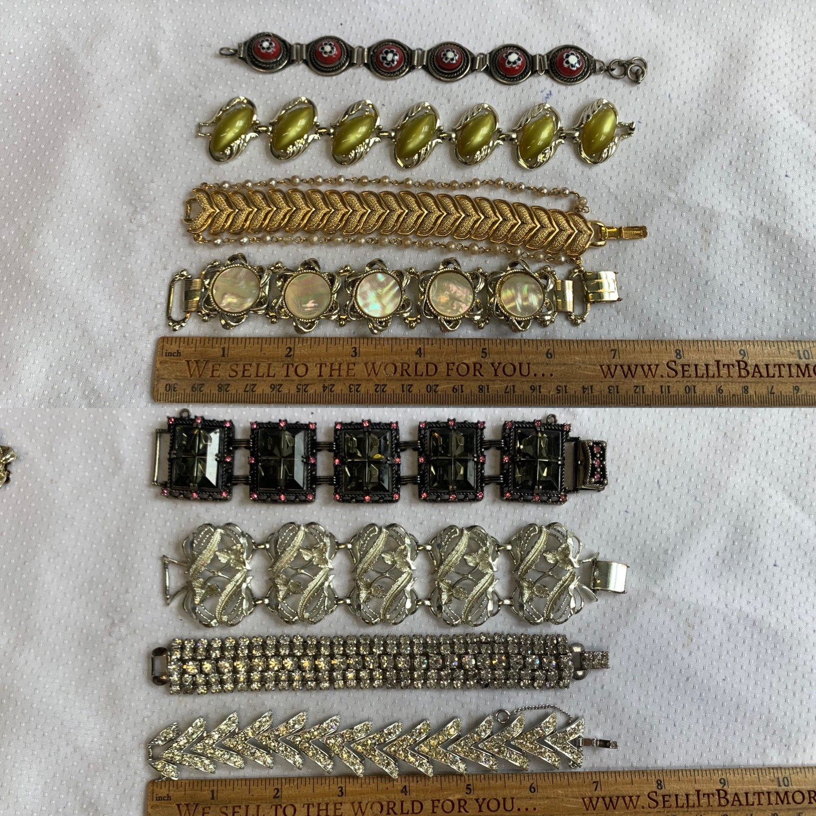 Vtg Costume Jewelry Bracelet Lot Weiss Coro Sarah C Rhinestone Enamel Lucite