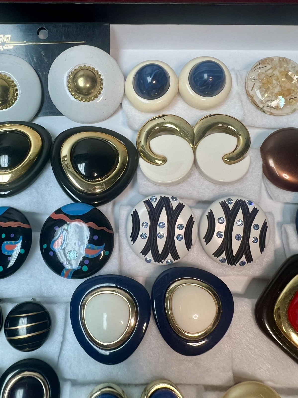 Vintage 70s/80s Bold Chunky Statement Clip-On Earring Lot of 35 lucite acrylic