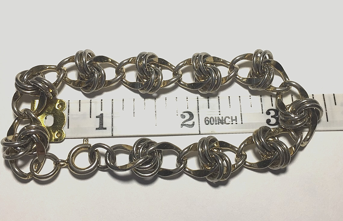 Vintage Gold Tone /Silver Tone Mixed Link Bracelet with Safety Clasp