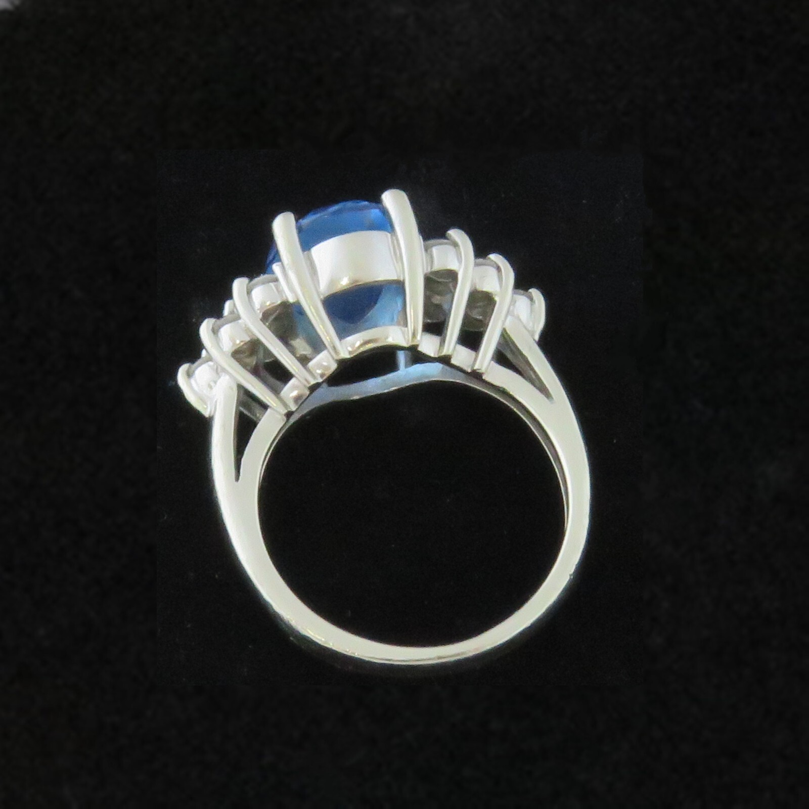 NYJEWEL 14k White Gold Blue Topaz & Diamond Ring